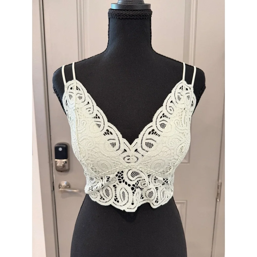 PINK Victoria's Secret Lace Bralette Large Strappy Mint Green Coquette Festival